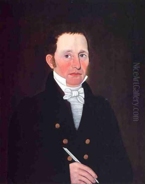 Portrait of John Cox of Bridgeton, Maine Oil Painting by John Brewster Jr.