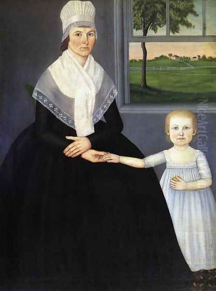 Lucy Knapp Mygatt and Her Son George Oil Painting by John Brewster Jr.