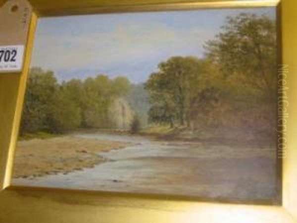 The Stepping Stones, Bolton Abbey Oil Painting by Edward C. Booth