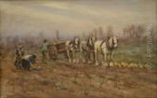 Turnip Harvesting Oil Painting by James William Booth