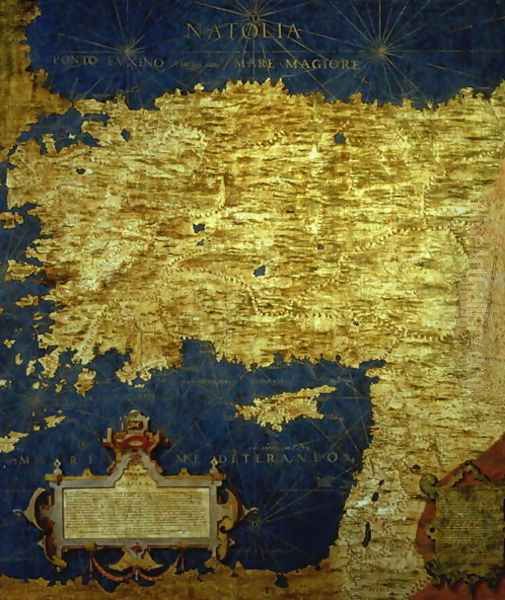 Map of Sixteenth Century Turkey, from the 'Sala delle Carte Geografiche' Oil Painting by Egnazio Stefano and Danti Bonsignori