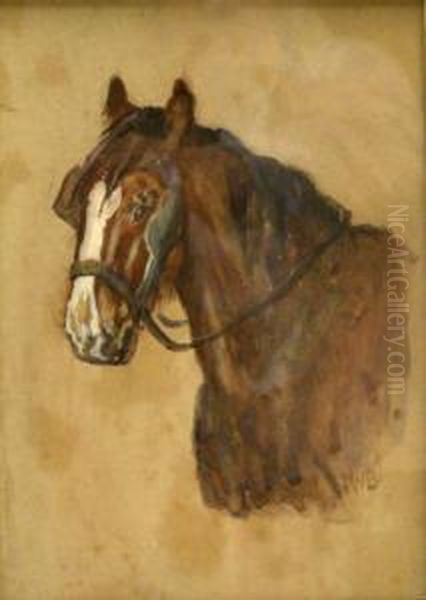 Horse Portrait Oil Painting by James William Booth