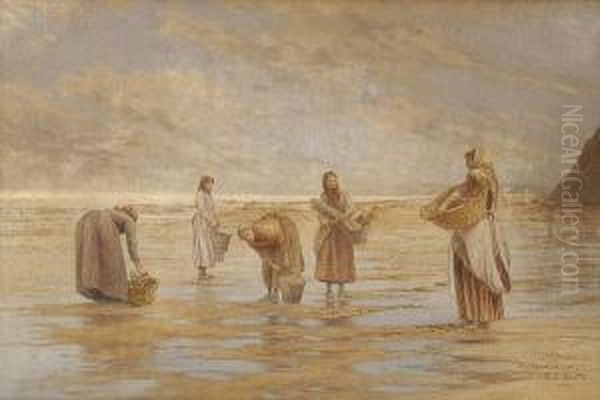 Driftwood Pickers Oil Painting by Kate E. Booth