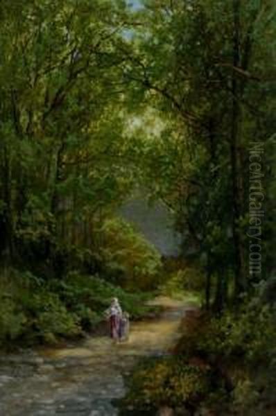 Forest Scene Oil Painting by Samuel Lawson Booth