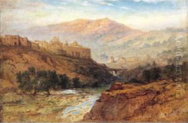 Valley Of Jehosephat, South Wall Of Jerusalem Oil Painting by Samuel Lawson Booth