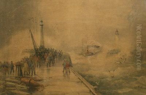 Steam Tug Returning To Whitby Harbour Oil Painting by Frederick William Booty