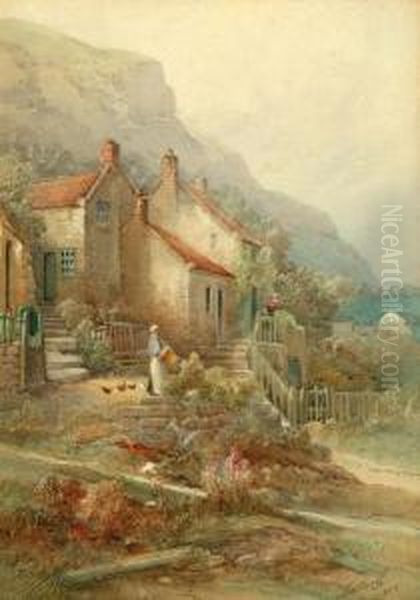 Cottage At Runswick Bay Oil Painting by Frederick William Booty