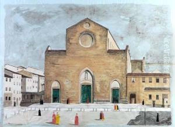 Facciata Antica Della Chiesa Di Santa Croce Oil Painting by Fabio Borbottoni