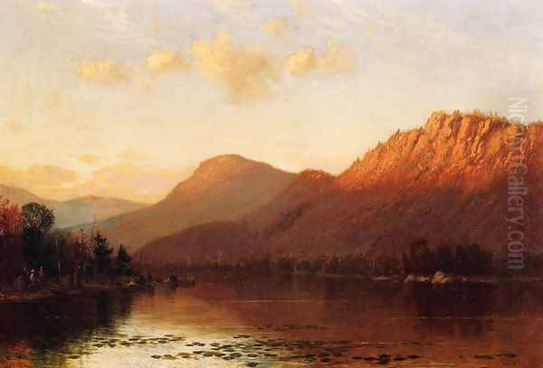 Mountain Lake Scene Oil Painting by James Renwick Brevoort