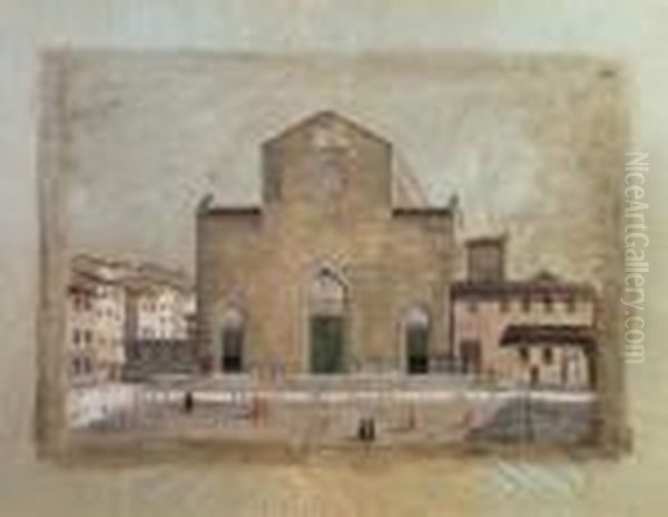 Facciata Antica Dellachiesa Di Santa Croce Oil Painting by Fabio Borbottoni