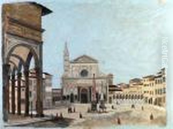 Piazza E Chiesa Di Santamaria Novella Oil Painting by Fabio Borbottoni