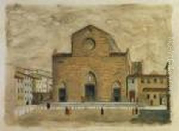 Facciata Antica Dellachiesa Di Santa Croce Oil Painting by Fabio Borbottoni