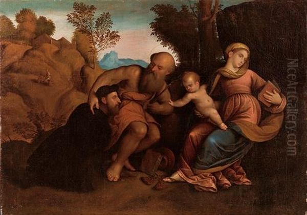 Madonna Col Bambino E San Girolamo Che Le Presenta Il Committente Oil Painting by Paris Bordone