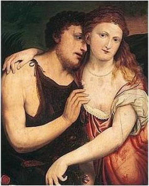 Daphnis And Chloe (?) Oil Painting by Paris Bordone