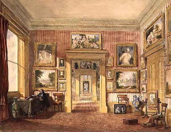 The Dining Room at Thirlestaine House, Cheltenham c.1843 Oil Painting by Harriet Rushout Bowles