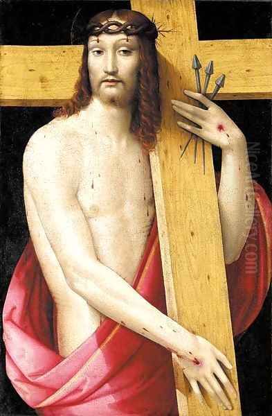 Christ holding the Cross, as the Man of Sorrows Oil Painting by Andrea del Brescianino