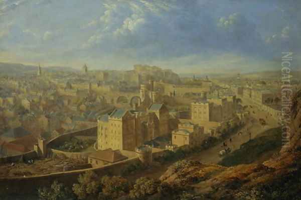 Edinburgh from the Calton Hill Oil Painting by Robert Batty