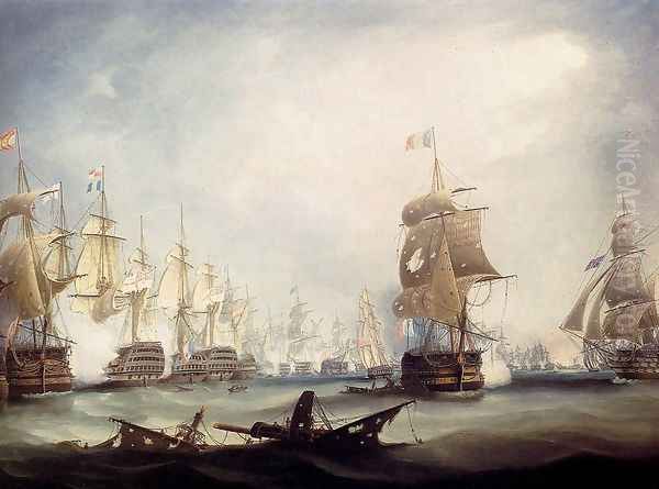 The Battle Of Trafalgar, 1805 Oil Painting by Thomas Buttersworth