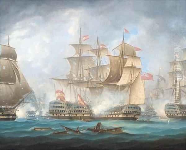 'Nelson's patent bridge for boarding First Rates' at the Battle of Cape St. Vincent, 14th February, 1797 Oil Painting by Thomas Buttersworth