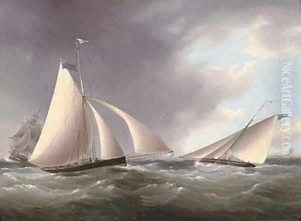 Cutters racing in the Channel off the Seven Sisters Oil Painting by Thomas Buttersworth