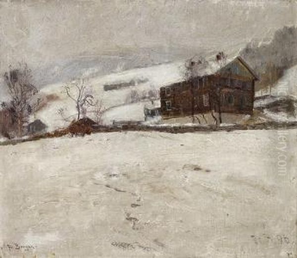 Gard I Vinterlandskap 1896 Oil Painting by Fredrik Borgen