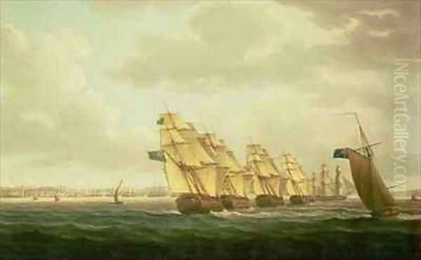 Nelson on the 'Theseus' with the Inshore Squadron off Cadiz Oil Painting by Thomas Buttersworth