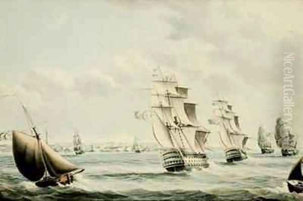 British Ships Blocking Cadiz in 1797 Oil Painting by Thomas Buttersworth