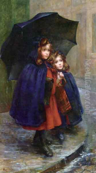 Off to School Oil Painting by Marthe Marie Louise Boyer-Breton