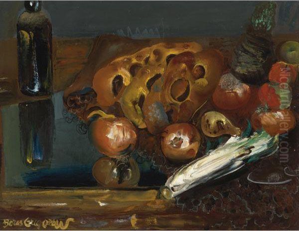 Still Life With Bread And Vegetables Oil Painting by Dmitrievich Grigor'Ev Boris