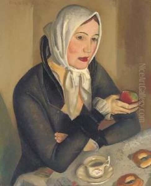 Woman With Apples Oil Painting by Dmitrievich Grigor'Ev Boris