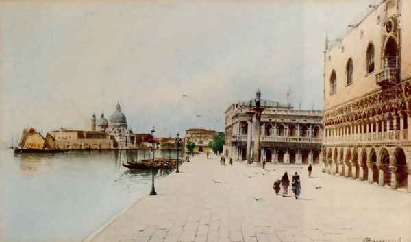 A Stroll In Front Of The Doge's Palace Oil Painting by H. Biondetti