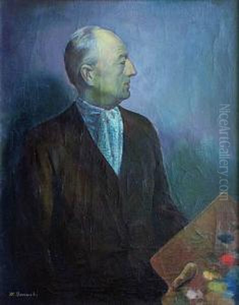 Autoportret, Ok. 1950 Oil Painting by Waclaw Borowski