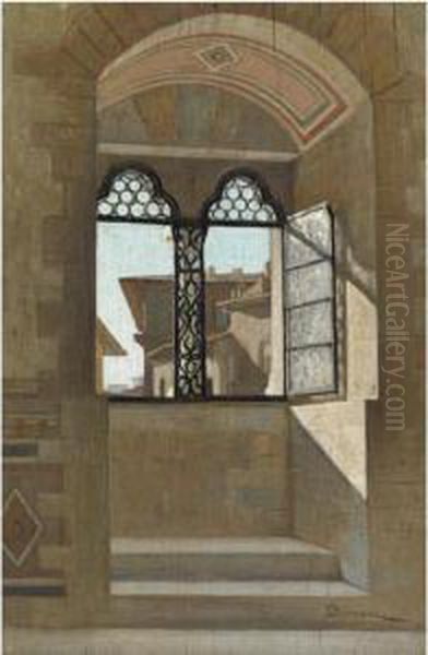 Interno Del Bargello Oil Painting by Odoardo Borrani