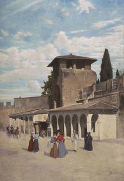 Antica Porta San Gallo Oil Painting by Odoardo Borrani