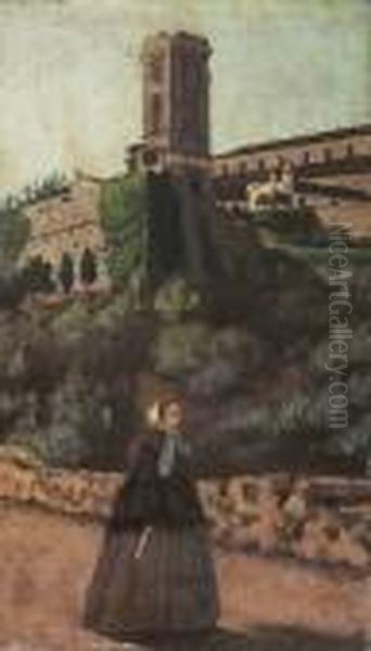 San Miniato Al Monte Oil Painting by Odoardo Borrani