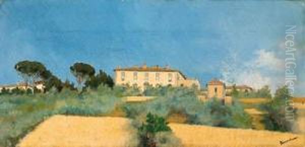 Villa Palmieri Oil Painting by Odoardo Borrani