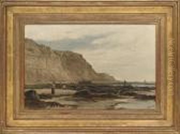 Sussex Coast Between Hastings And Fairlight Oil Painting by William Henry Borrow