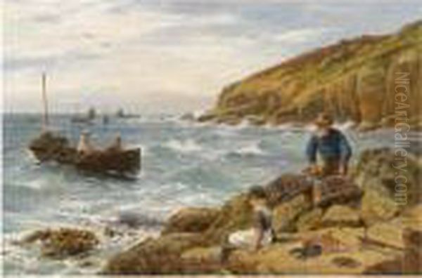 Crabs And Crawfish Oil Painting by William Henry Borrow