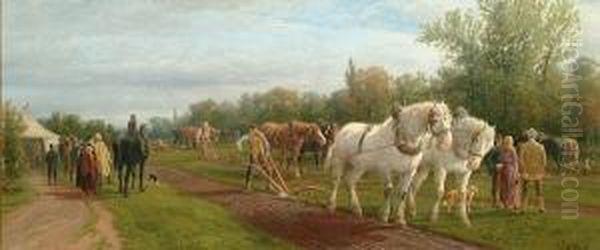 The Ploughing Match Oil Painting by William Henry Borrow