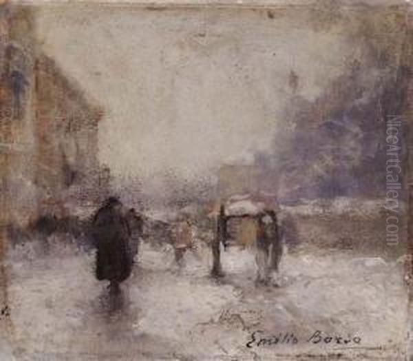 Milano, Sera Invernale Oil Painting by Emilio Borsa