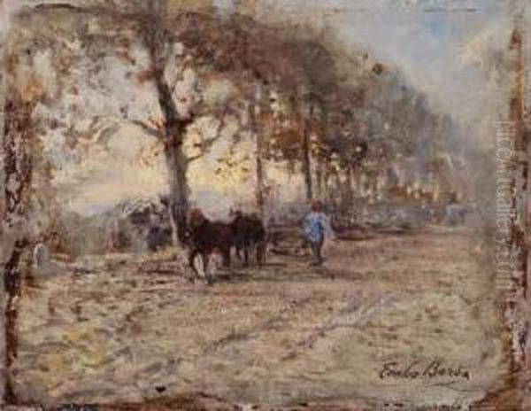 Strada Oil Painting by Emilio Borsa