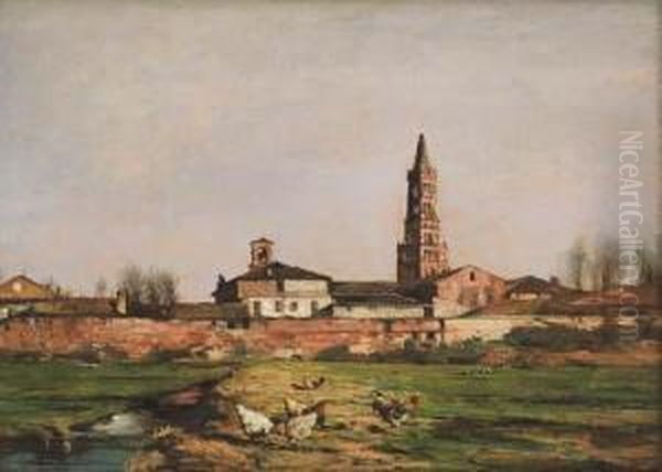 L'abbazia Di Chiaravalle Oil Painting by Emilio Borsa