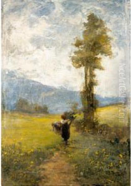 Contadine Nel Prato Oil Painting by Emilio Borsa