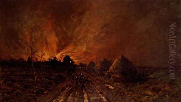 The Conflagration Oil Painting by Emile Adelard Breton