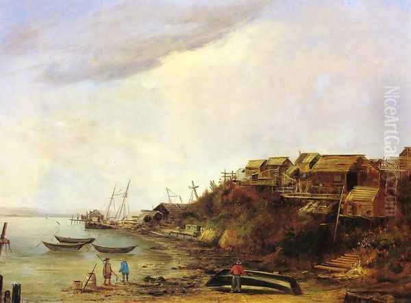 Chinese Fishing Village Oil Painting by Frederick A. Butman