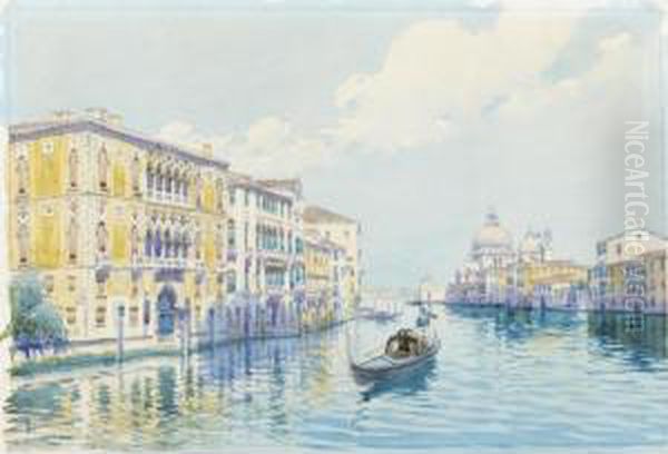 Gondola Sul Canal Grande, Venezia Oil Painting by Camillo, Millo Bortoluzzi