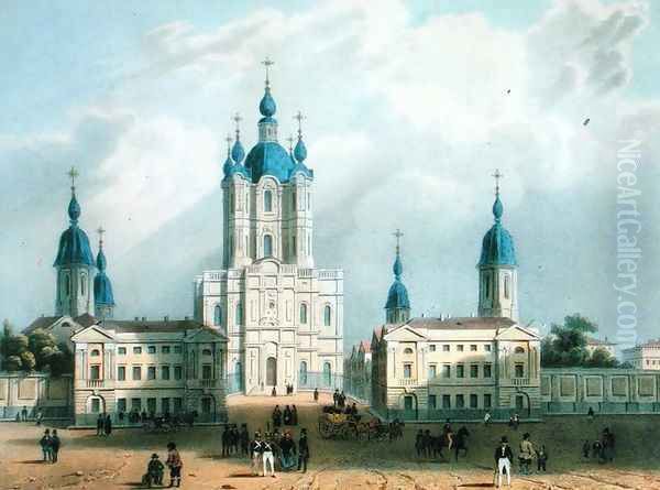 The Smolny Cloister in St. Petersburg Oil Painting by Adolphe Jean-Baptiste Bayot