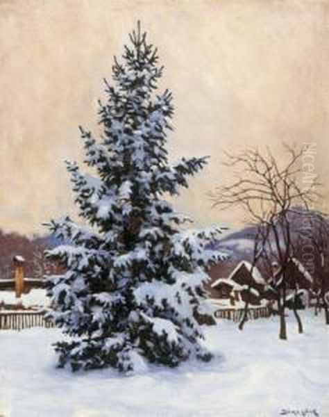 Winter Oil Painting by Samu Bortsok