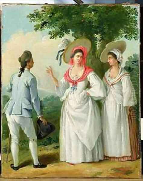 Free West Indian Creoles in Elegant Dress Oil Painting by Agostino Brunias