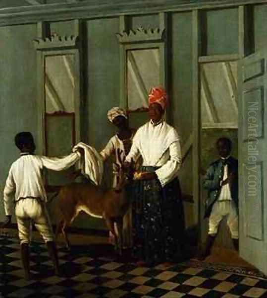 Negro Servants Washing a Deer Oil Painting by Agostino Brunias